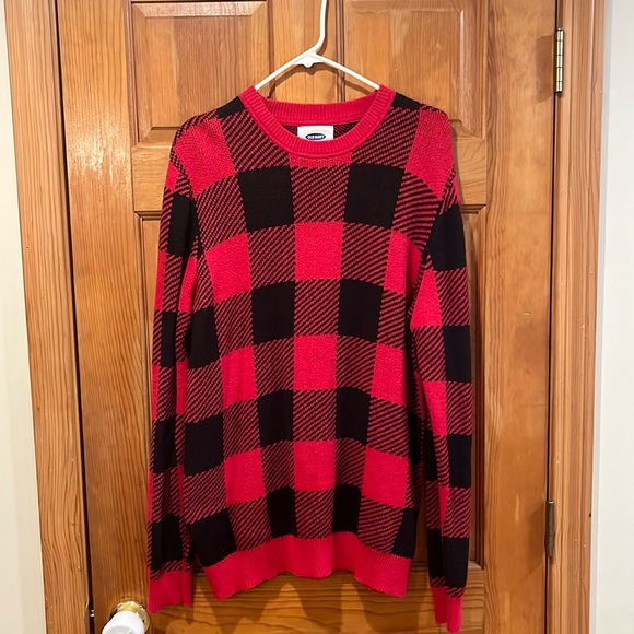 Old Navy women’s red buffalo check crew neck sweater size large . - Picture 1 of 7